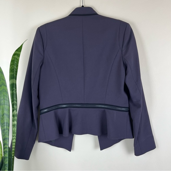 Rebecca Taylor Open Front Silk Blend Peplum Blazer with Zipper Waist Details - Picture 6 of 16